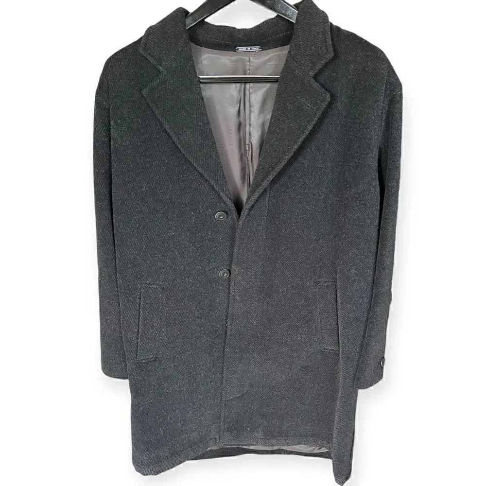 Mondo Di Marco Gray Wool Long Jacket, Men Sz 42